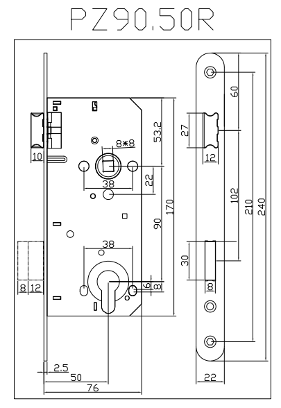 PZ90.50R Türschloss